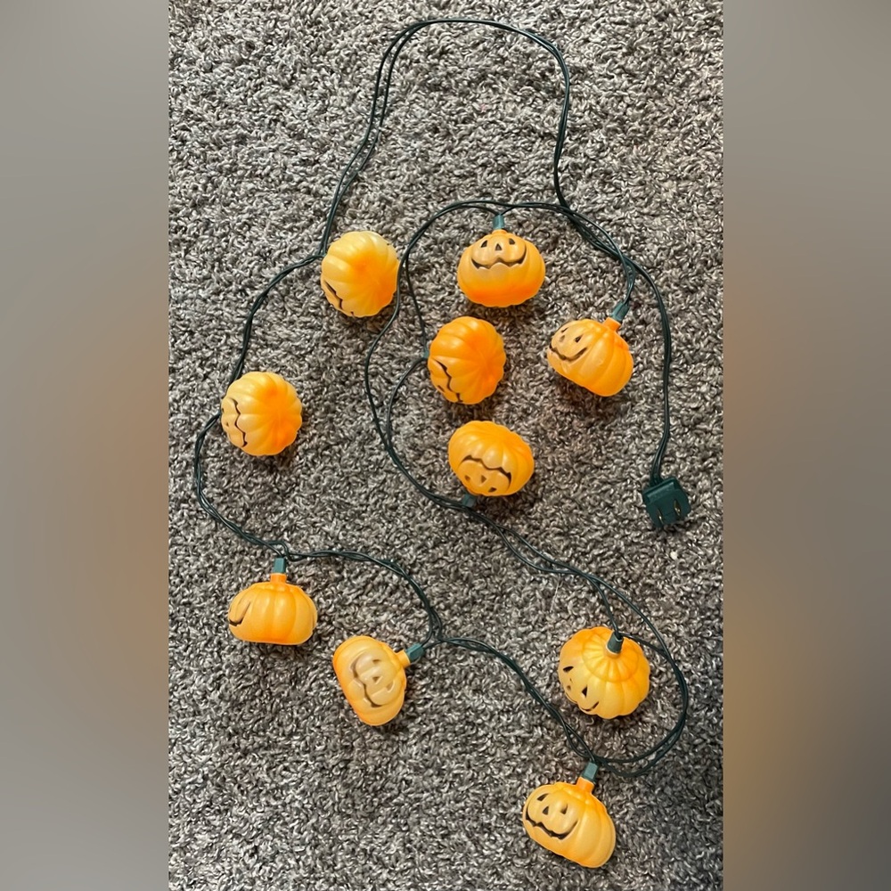 Vintage Pumpkin String Lights Halloween Decor Blow Mold Jack O’ Lantern Orange - Picture 4 of 8